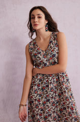 Scarlet Garden Floral Sleeveless Maxi Dress - full length side view with slit