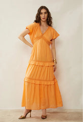 Burnt Orange Tiered Maxi