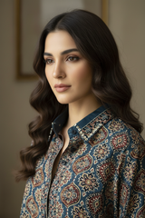 Ajrak Shirt Collar Close-up - Daylight
