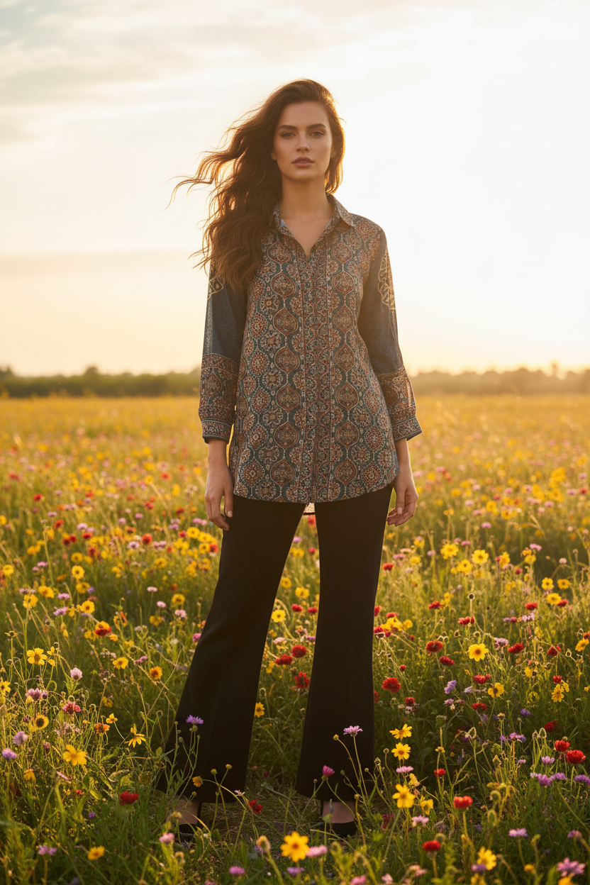 Ajrak Shirt - Open Field Daylight