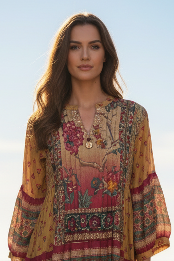 Beige Floral Tunic — Waterfront