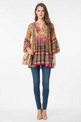 Beige Floral Tunic — White Studio