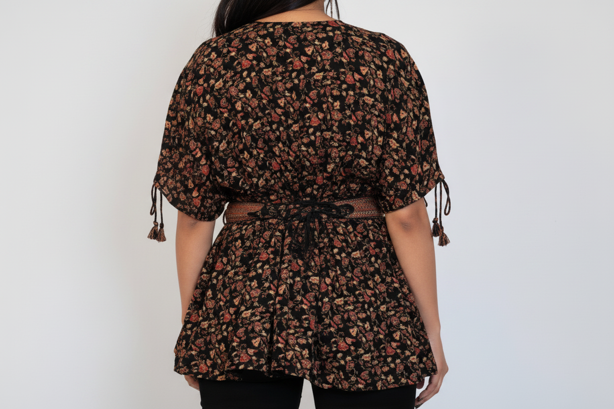 Black Floral - Back Top View