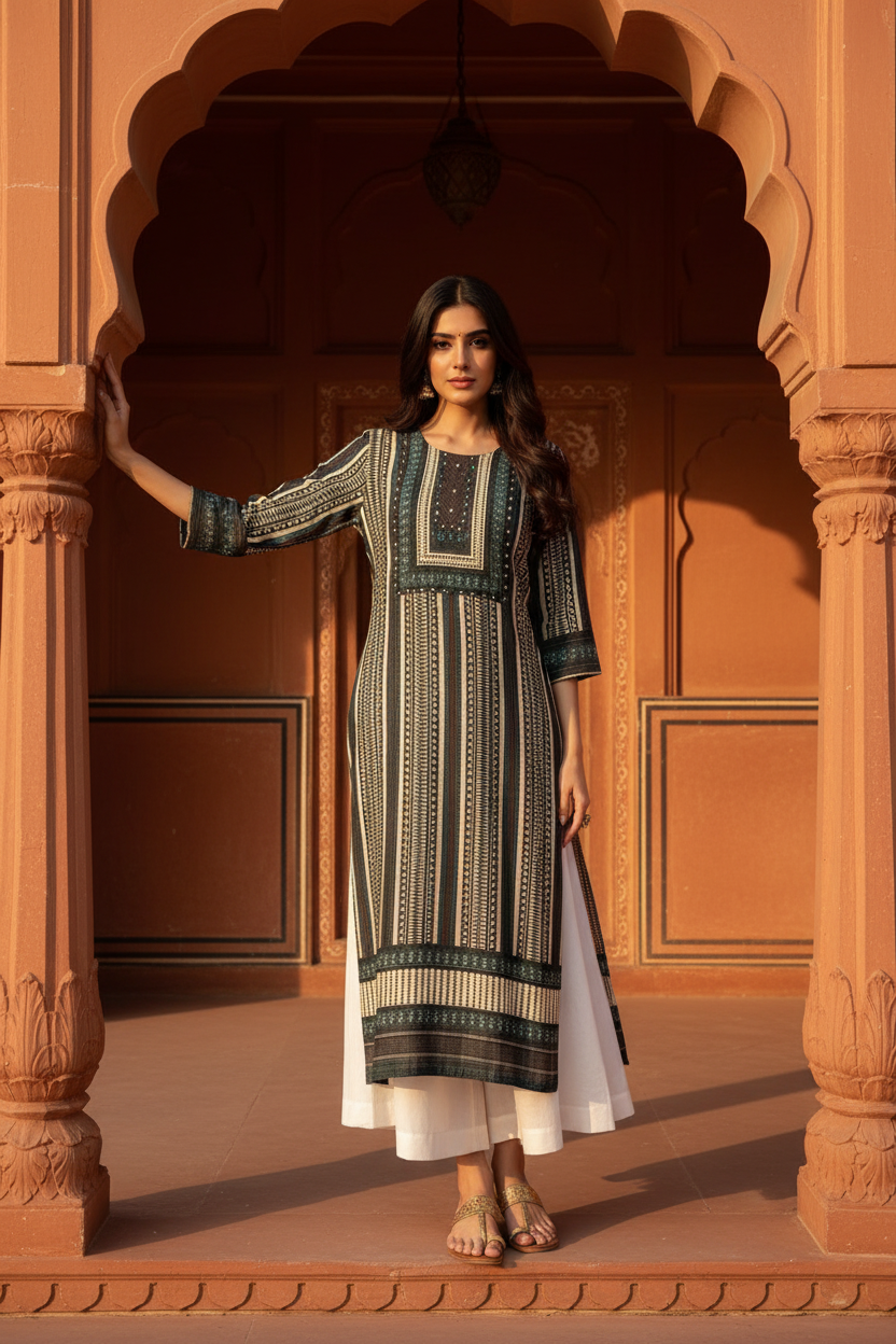 Black Heritage Kurta - Haveli
