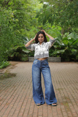 Black and White Crop Shirt