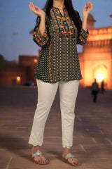 Black and Rust Crepe Tunic