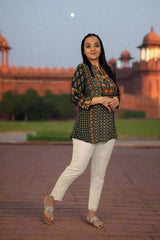Black and Rust Crepe Tunic