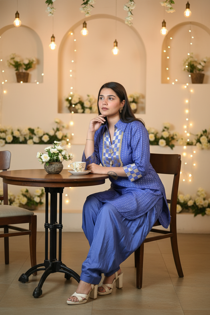 Blue Patiala - Sitting