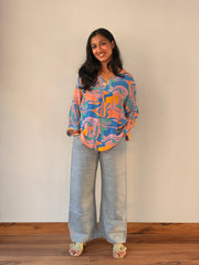 Abstract Swirl Blue Tunic