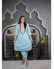 Icy Blue Aari Pathani Set