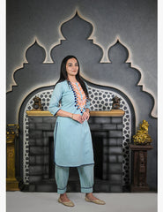 Icy Blue Aari Pathani Set