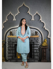 Icy Blue Aari Pathani Set