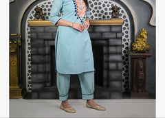 Icy Blue Aari Pathani Set
