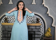 Icy Blue Aari Pathani Set