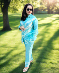 Aqua Chevron Co-ord Set