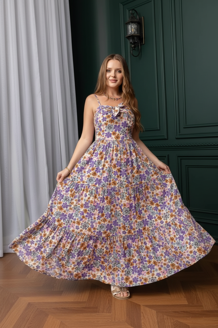 Boho Purple Dress - Full Length