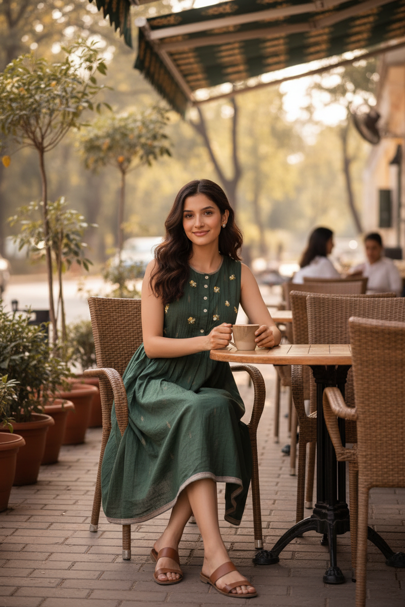 Chill Vibe – Bottle Green Dress
