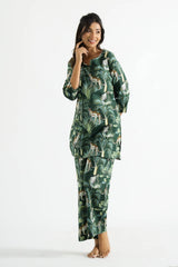 Green Leopard Print Coord Set