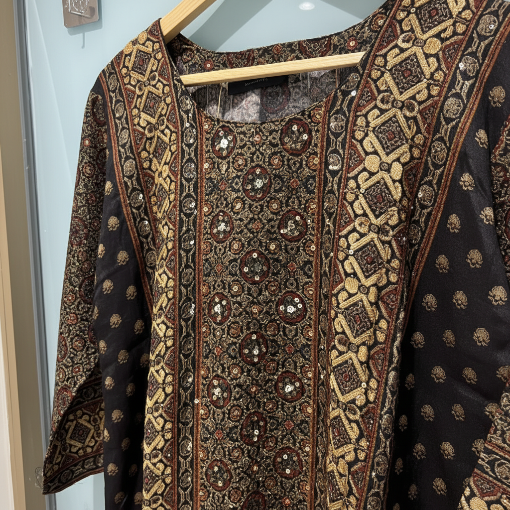 Close-up embroidery neckline