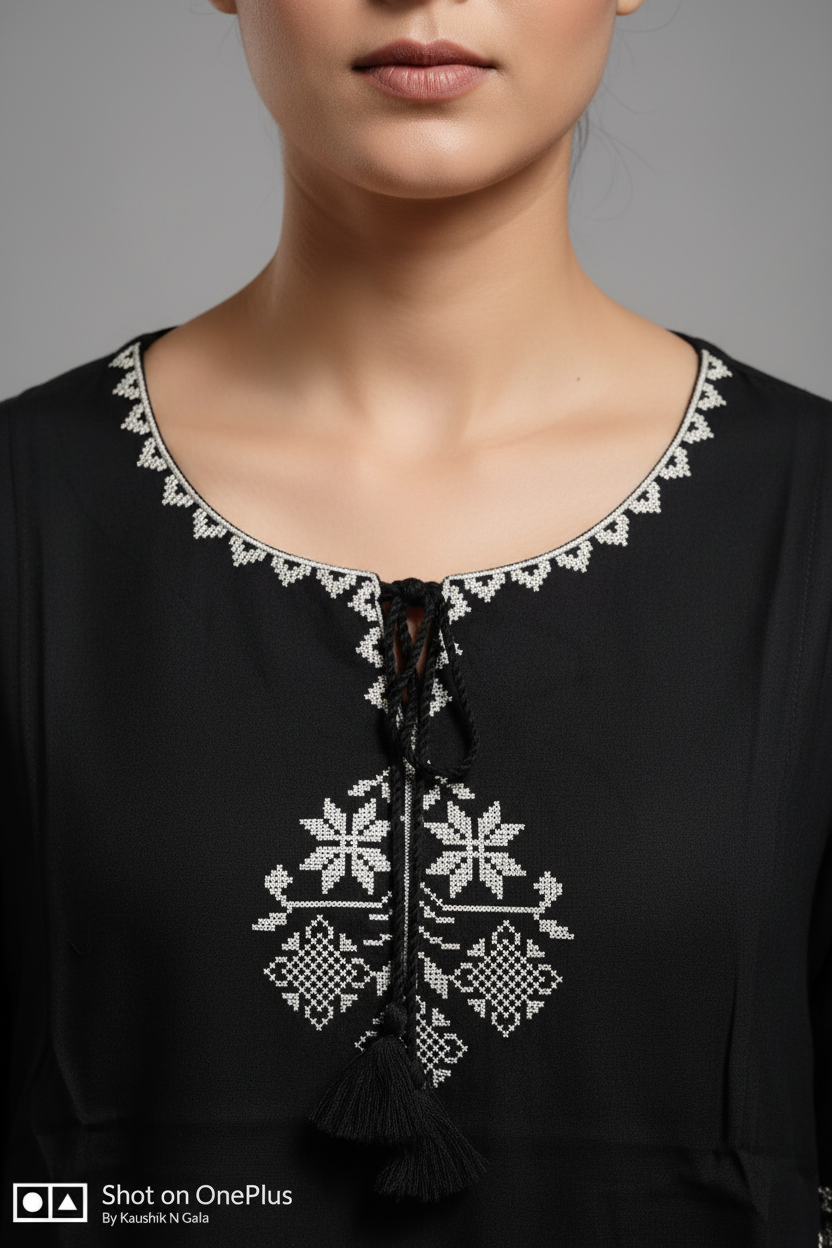 Cross Stitch Neckline Detail