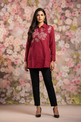 Floral Wall + Black Trousers