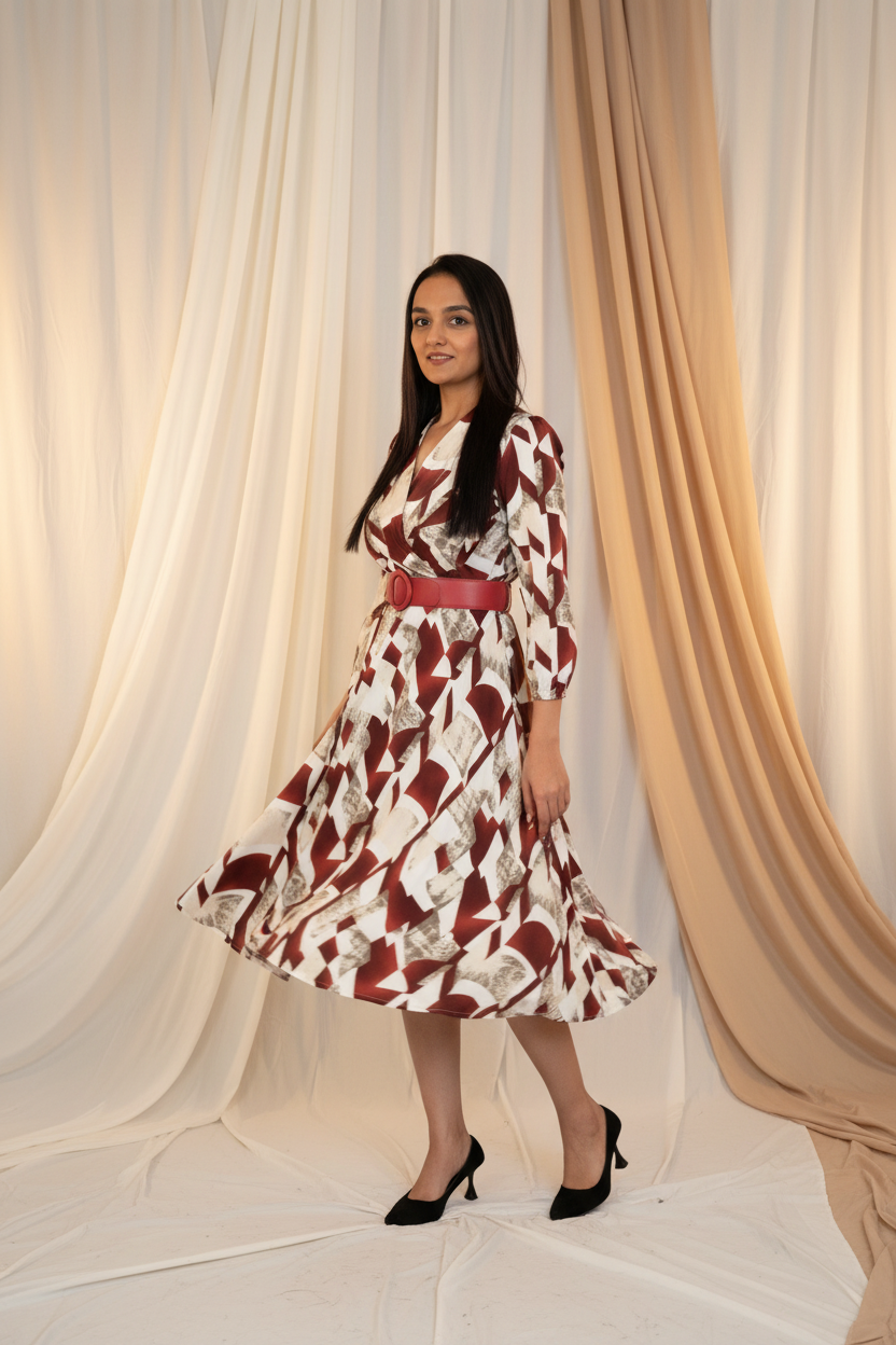 Geometric Print Dress - Studio
