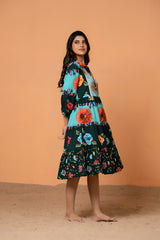 green & turquoise floral dress