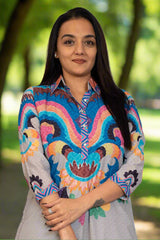 Grey Bandhni Kurta Pant Set