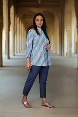Lilac & Blue Satin Shirt