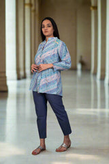 Lilac & Blue Satin Shirt