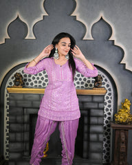 Lilac Chikankari Dhoti set