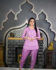 Lilac Chikankari Dhoti set