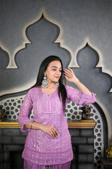 Lilac Chikankari Dhoti set