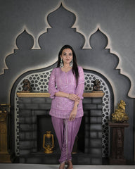 Lilac Chikankari Dhoti set