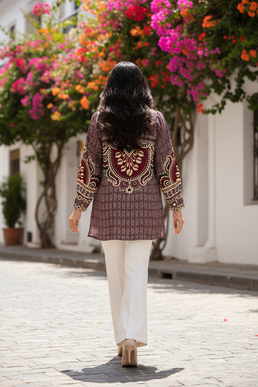 Maroon Ajrak Back - Street