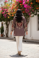 Maroon Ajrak Back - Street