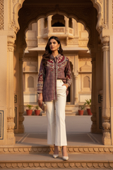 Maroon Ajrak - Half Tucked Haveli