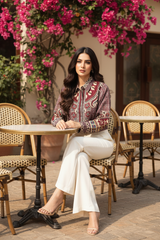 Maroon Ajrak Shirt Shorter - Cafe