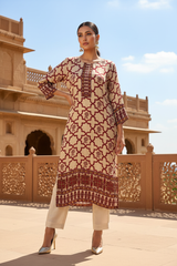 Maroon Geo Kurta with Trousers