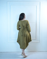 Olive Charm Cowl Dress