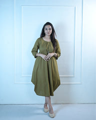 Olive Charm Cowl Dress