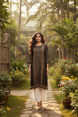 Model in garden setting