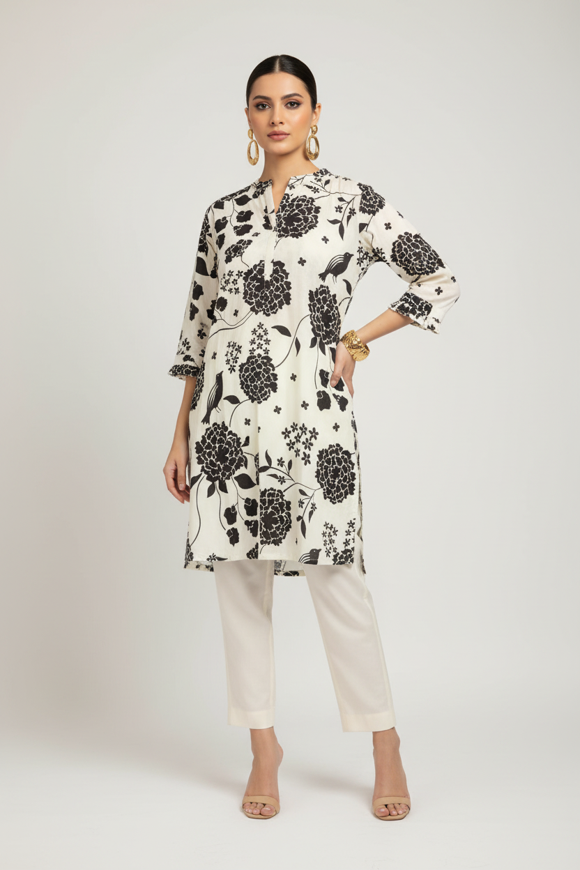 Model in kurta set in studio