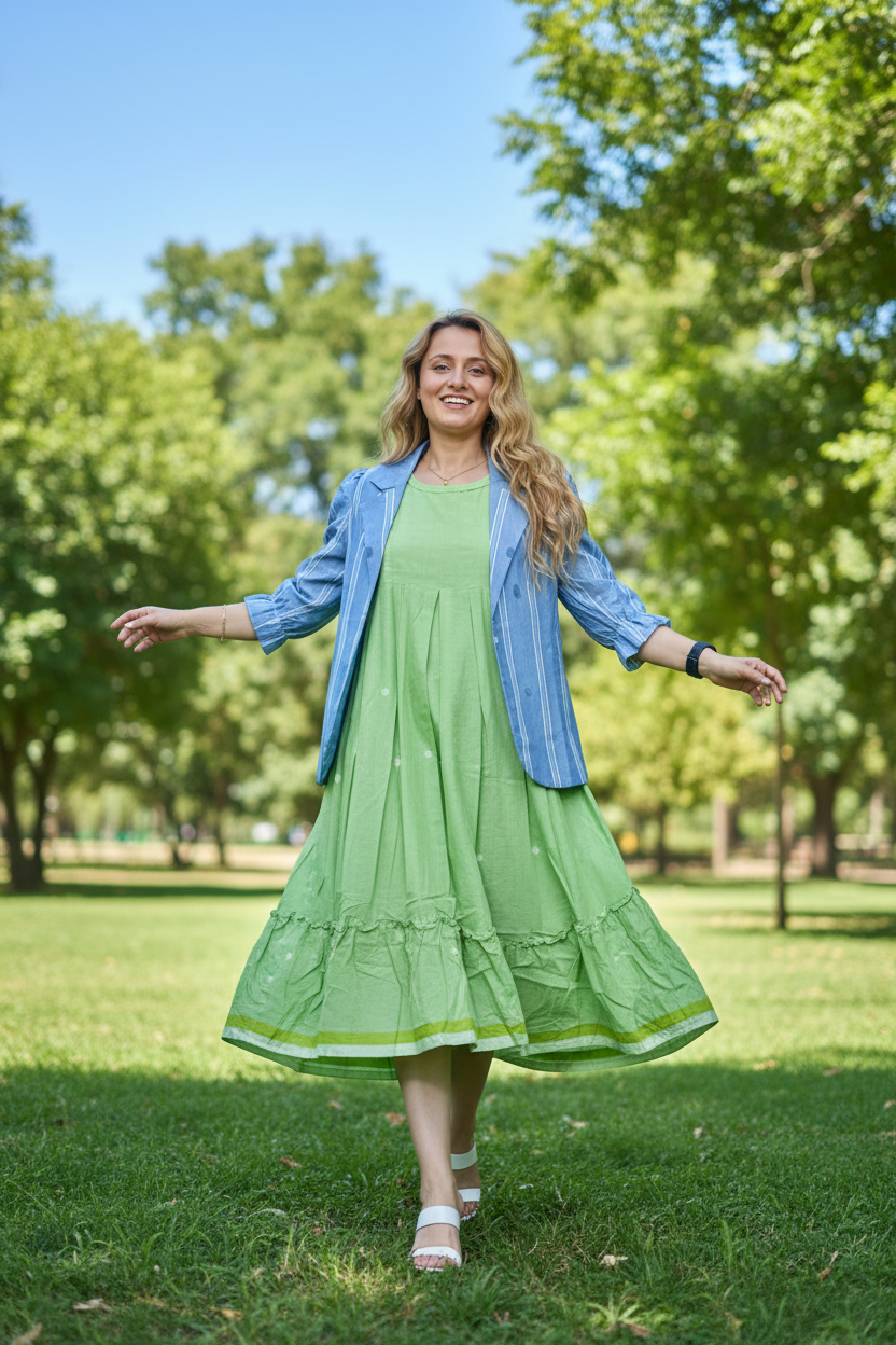 Model in sunny park