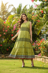 Model in tropical garden