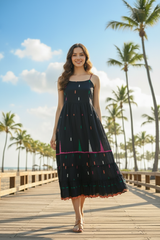 Model on sunny boardwalk