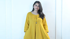 Sunlit Mustard Cowl Dress