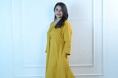 Sunlit Mustard Cowl Dress