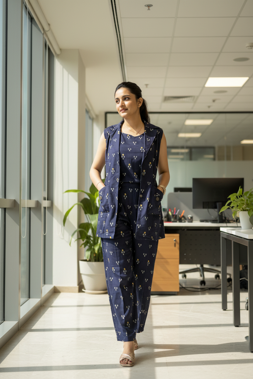 Navy blazer set office creative - exact design