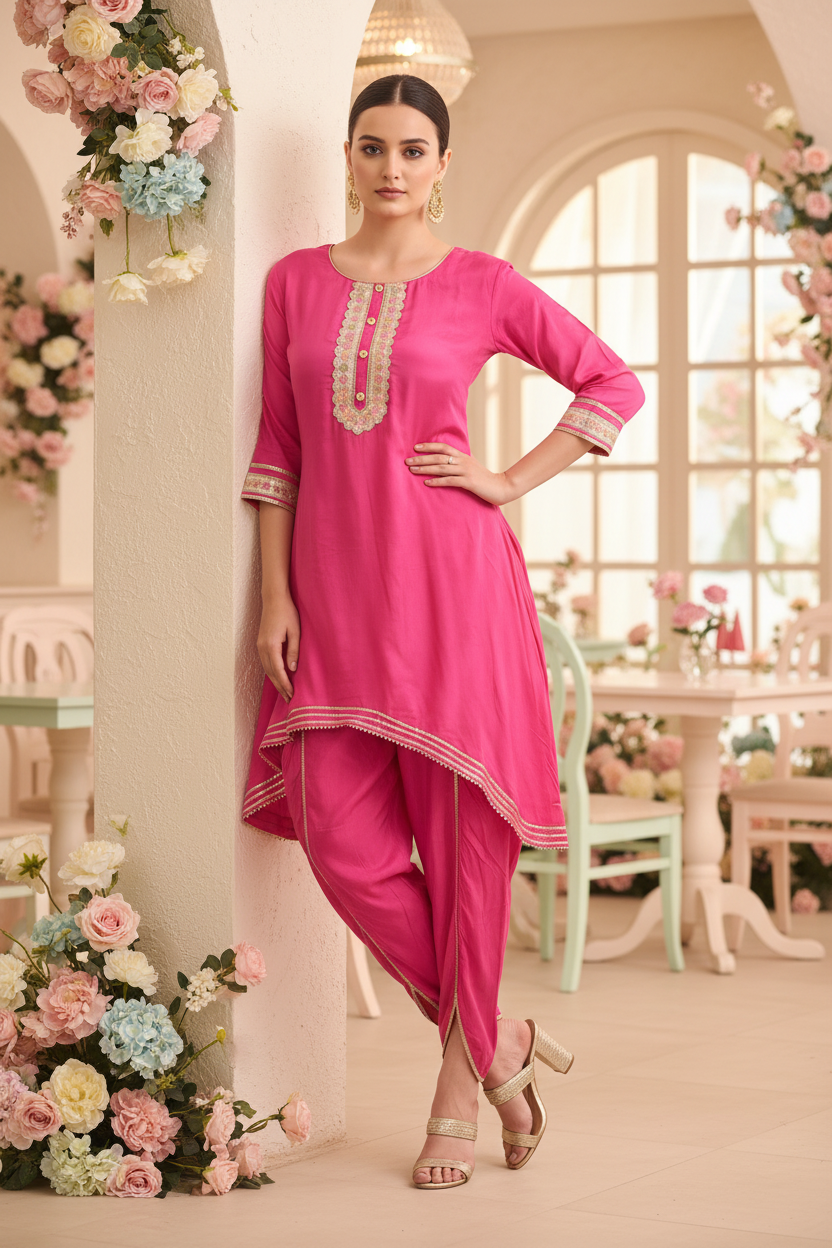 Pink Kurta - Pillar Lean